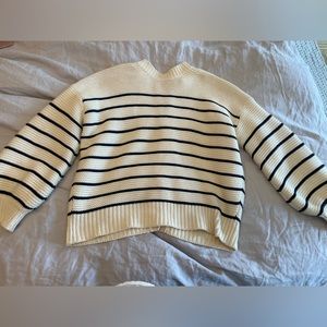 Alex mill striped navy and cream sweater with buttons size large.